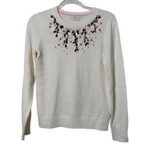 Boden Cream Sweater with Floral Embroidery XS